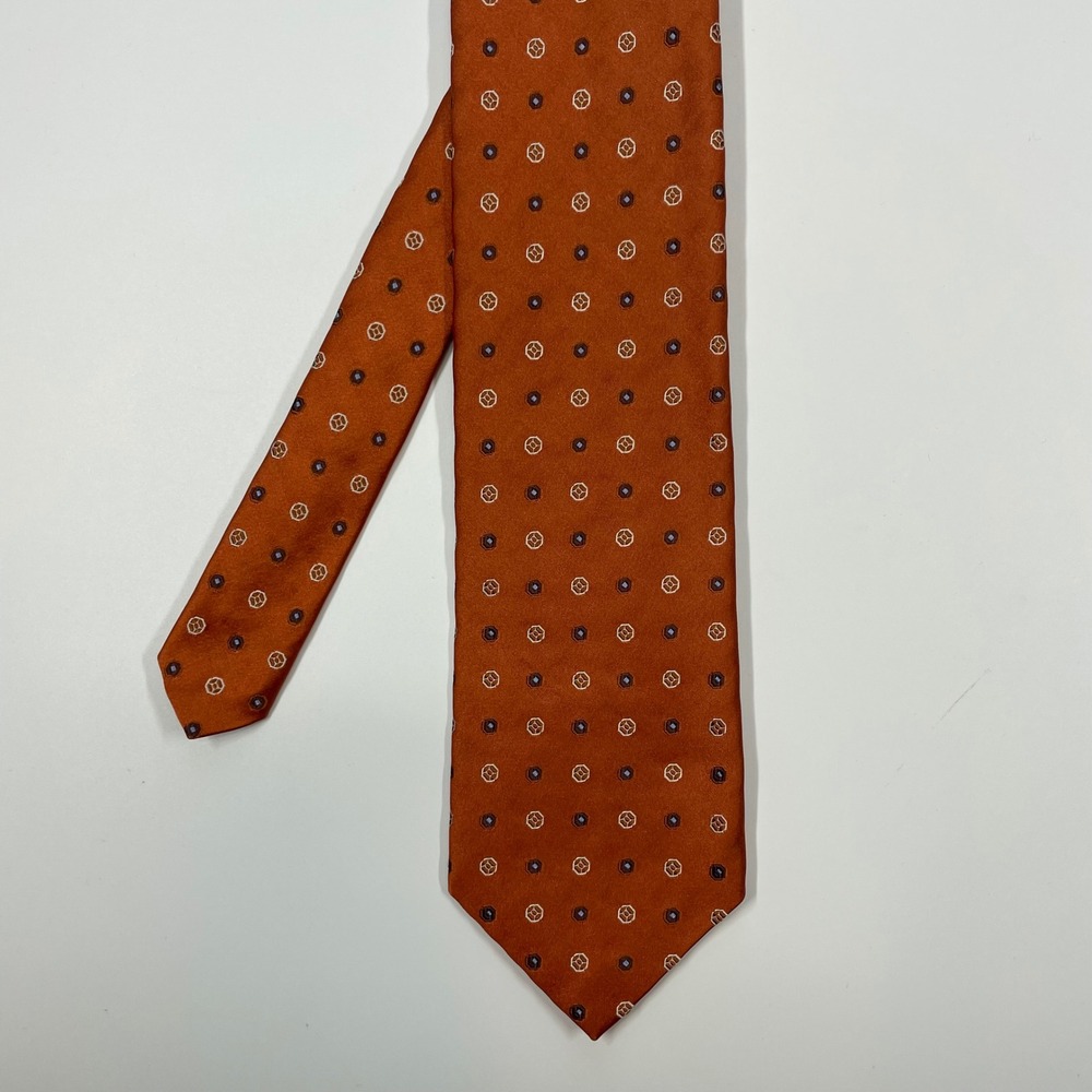 Robert Talbott Orange Silk Geometric Medallion Tie Mens OS